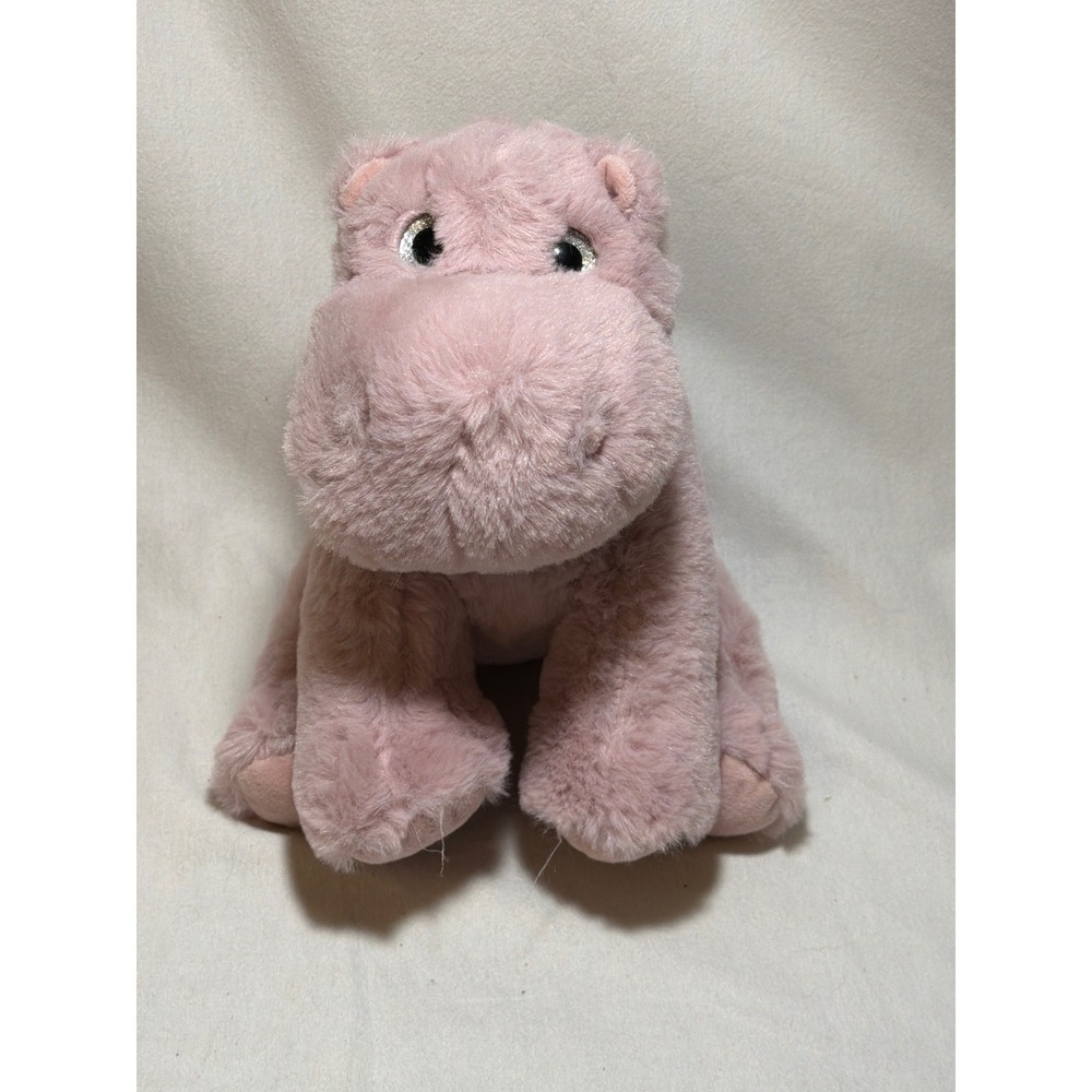 The Bear Factory Pink Hippo Plush Shaggy Soft Stuffed Animal Recycled Materials